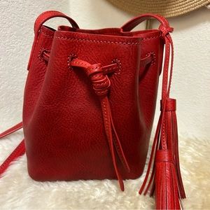 Polo Ralph Lauren Mini Leather Bucket Bag in Red
